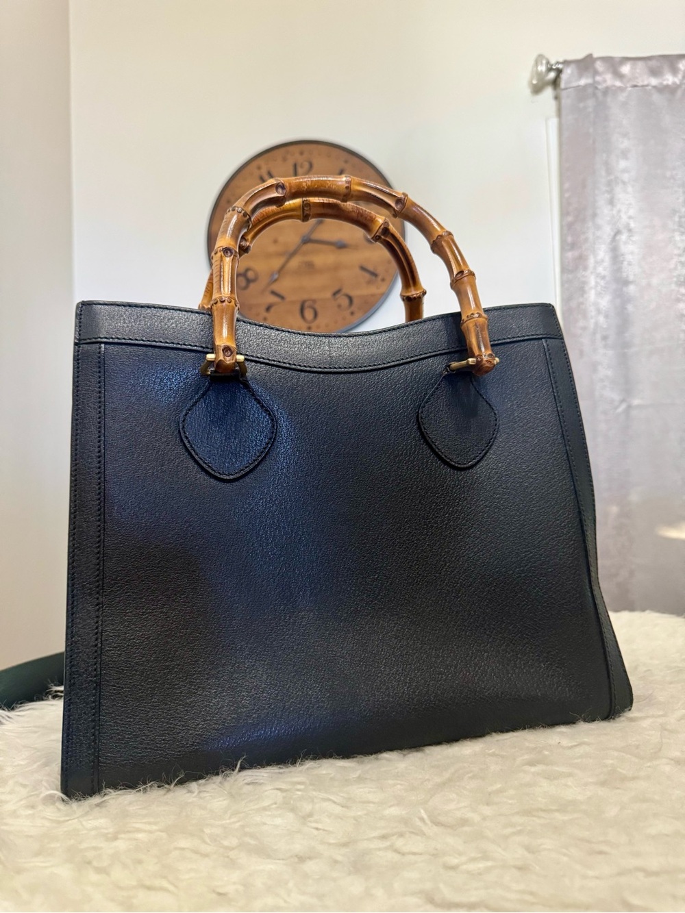 Gucci Diana Bamboo black leather tote bag